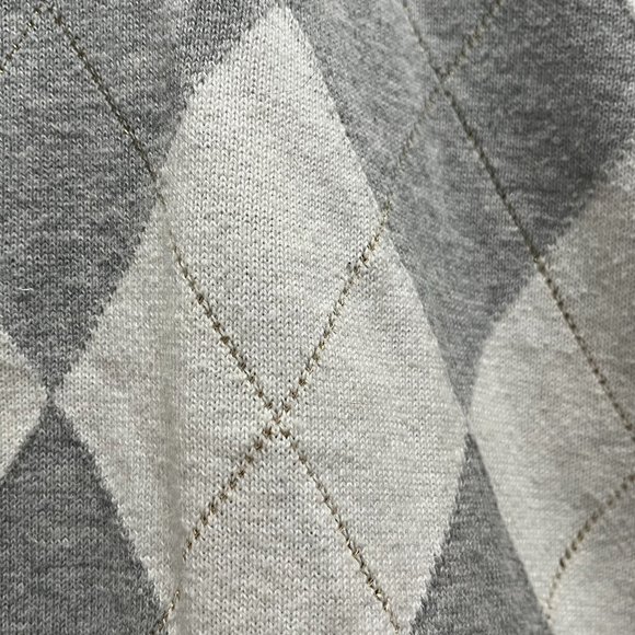 Tommy Hilfiger Argyle V-Neck Sweater (Grey, White and Gold) - Picture 3 of 3